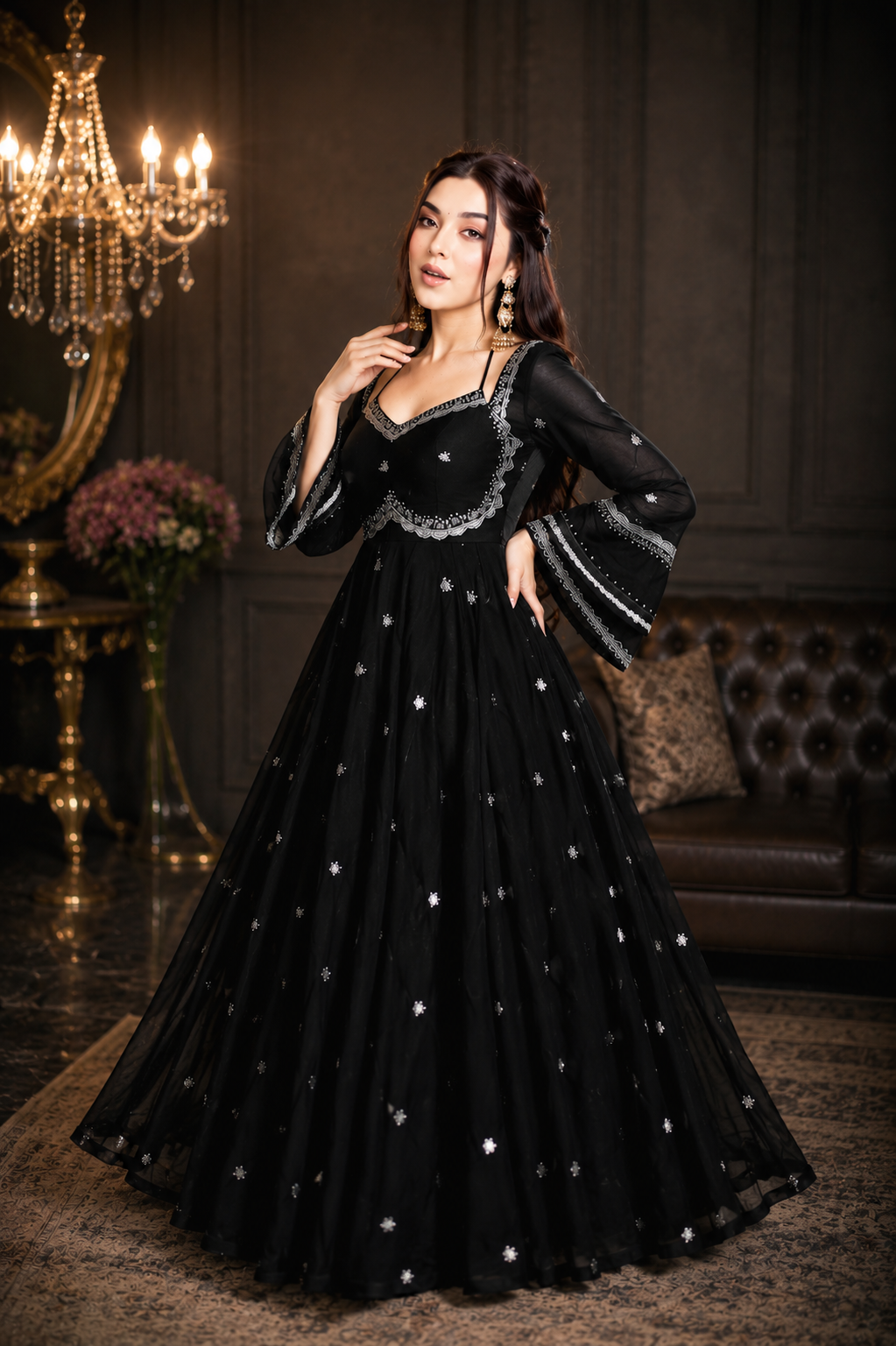 Elegant Hand Embroidered Anarkali Gown | Premium Party Wear Designer Ethnic Dress for Women