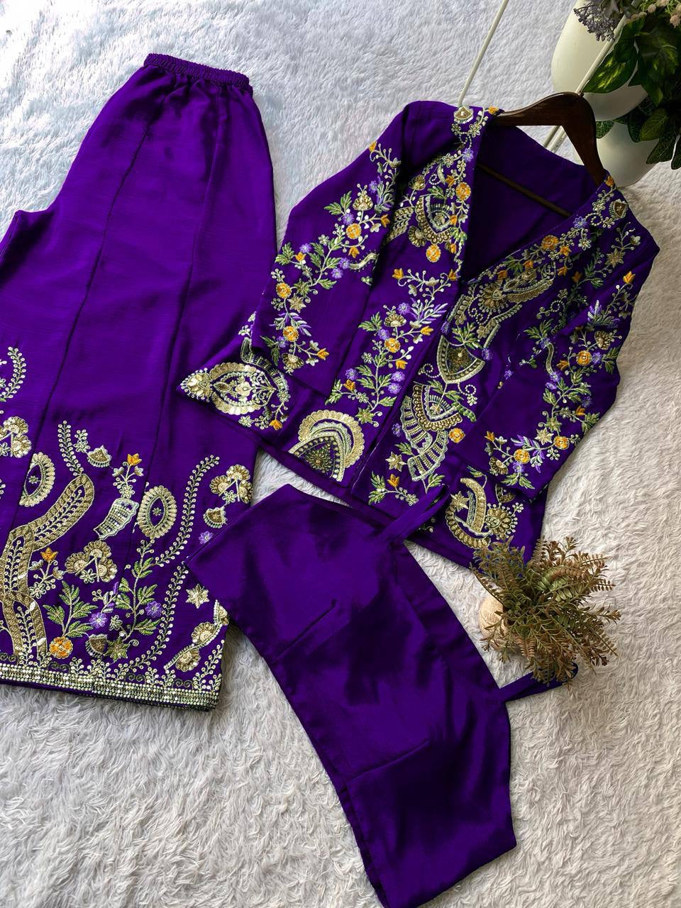 Women's Premium Hand Embroidered 3-Piece Co-Ord Set Designer Ethnic Wear