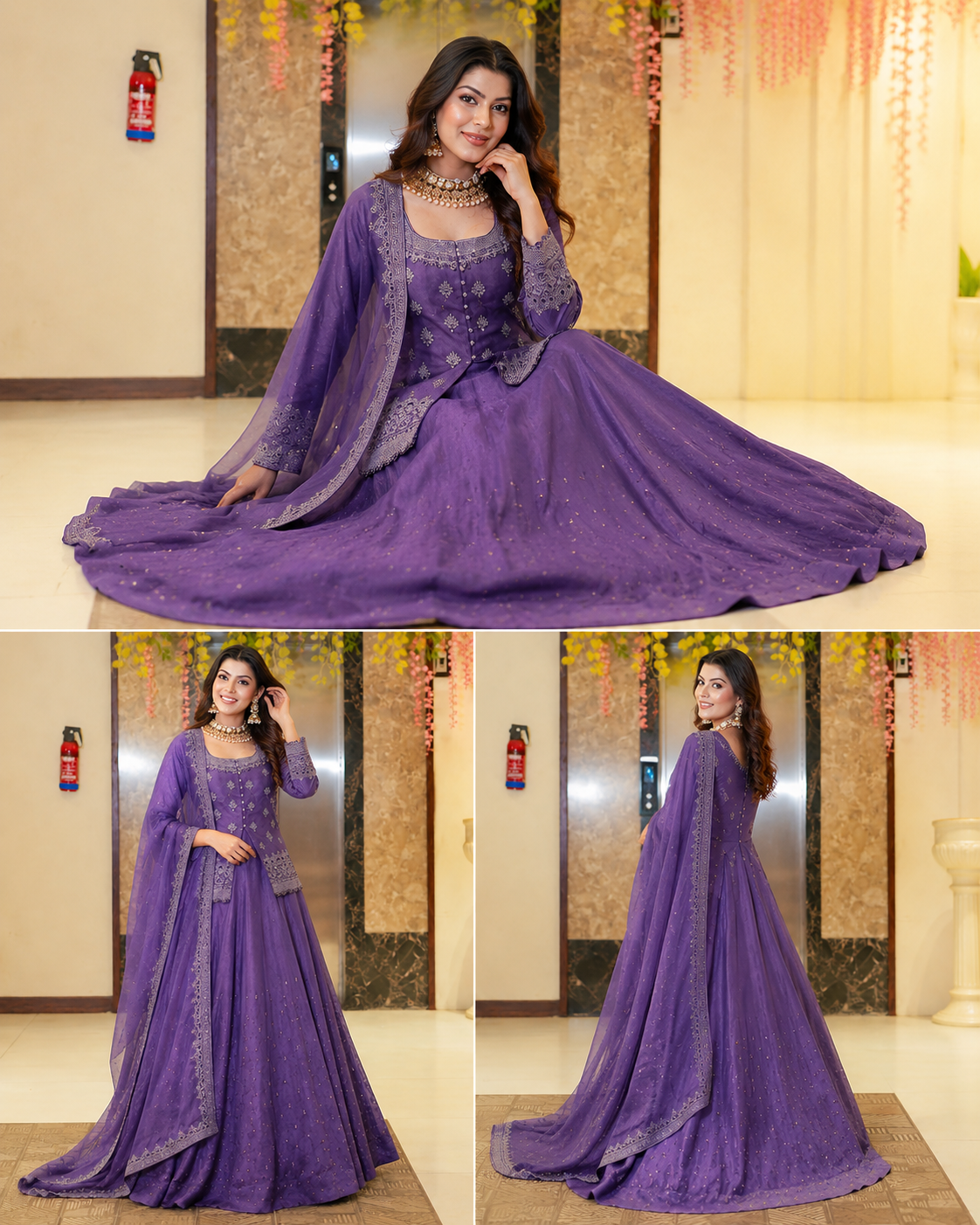 Elegant Embroidered Sequins Moti Work Fully Stitched Lehenga Set
