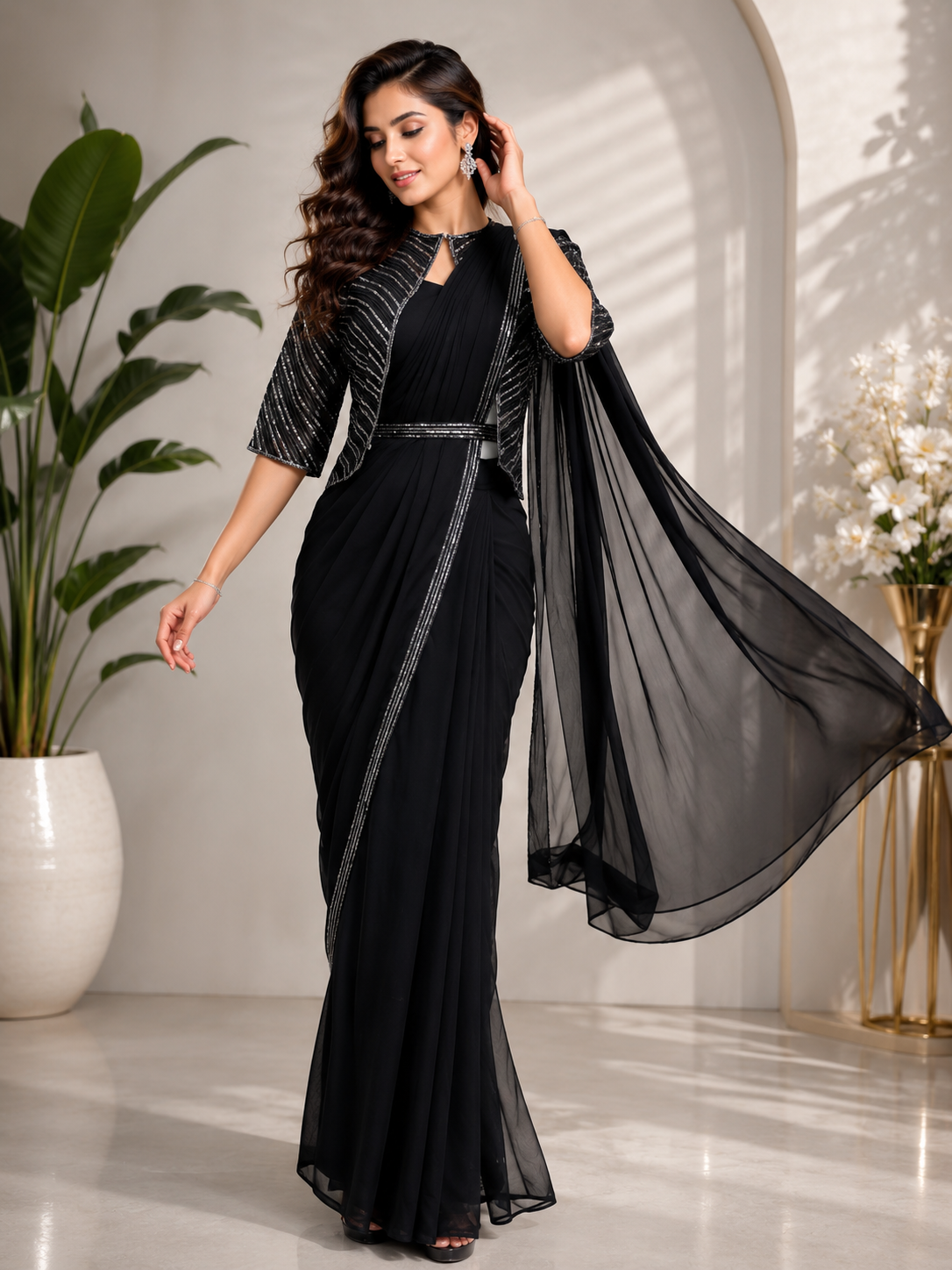 Women's Premium Ready-to-Wear Saree with Designer Jacket Ethnic Wear