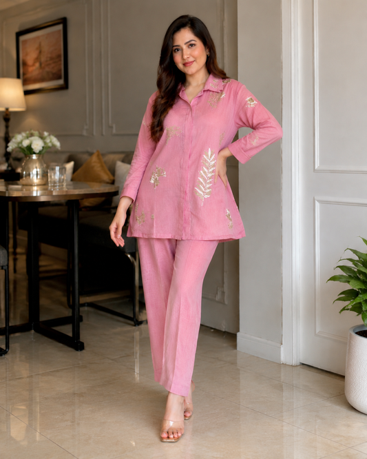 Women's Hand Embroidered Three-Piece Co-Ord Set Premium Casual Wear