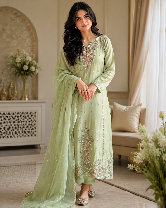 Women's Premium Embroidered Kurta Set with Elegant Dupatta for Festive Wear