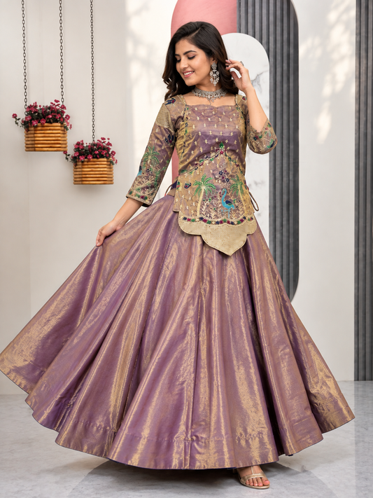 Women’s Gujarati Pattern Premium Embroidered Lehenga Choli Set