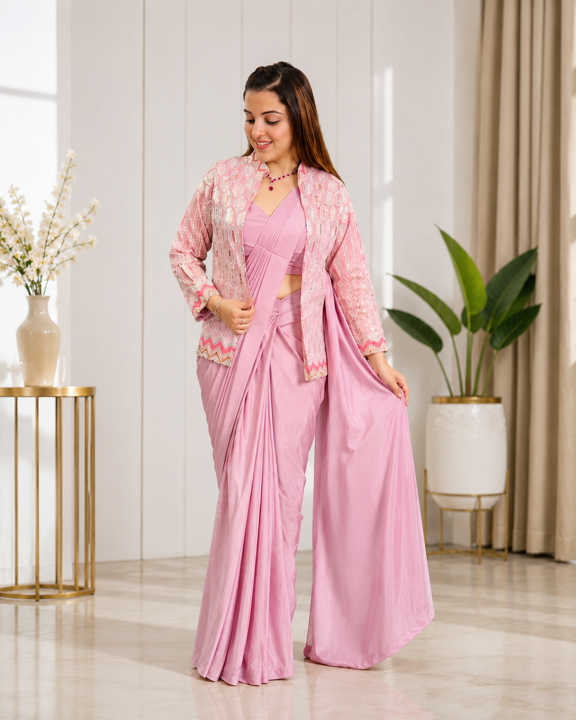 Women's Premium Ready-to-Wear Saree Designer Jacket Ethnic Party Wear