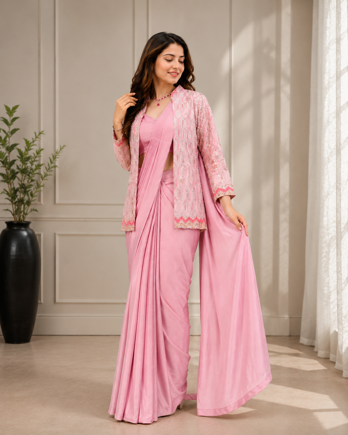 Women's Premium Ready-to-Wear Saree Designer Jacket Ethnic Party Wear