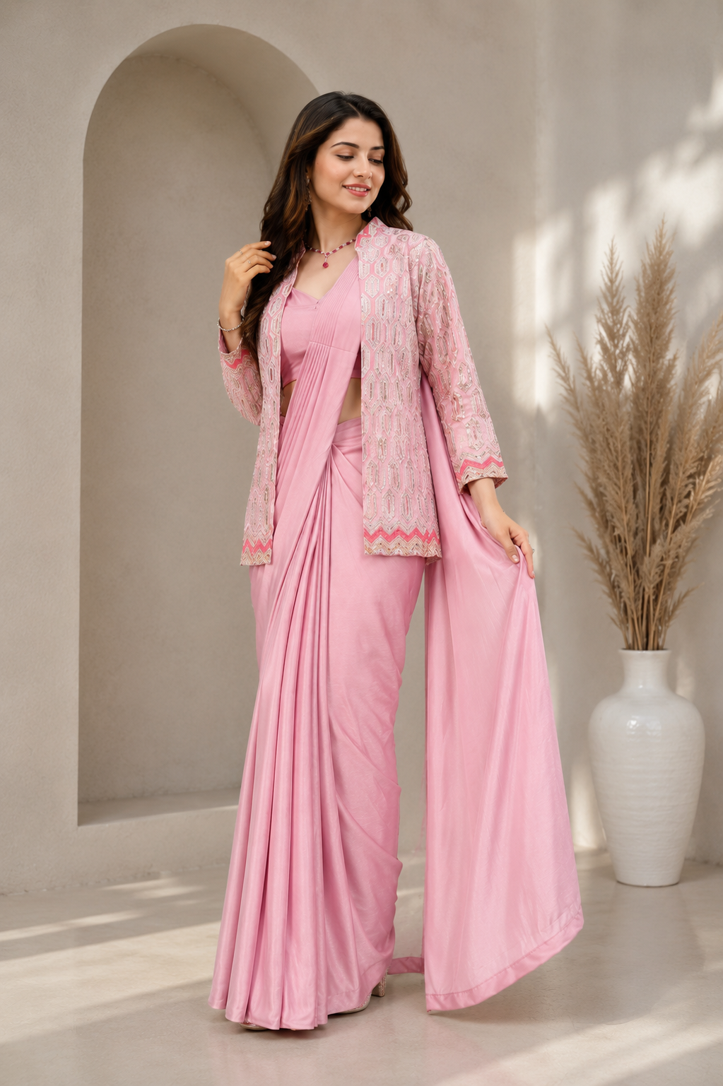Women's Premium Ready-to-Wear Saree Designer Jacket Ethnic Party Wear