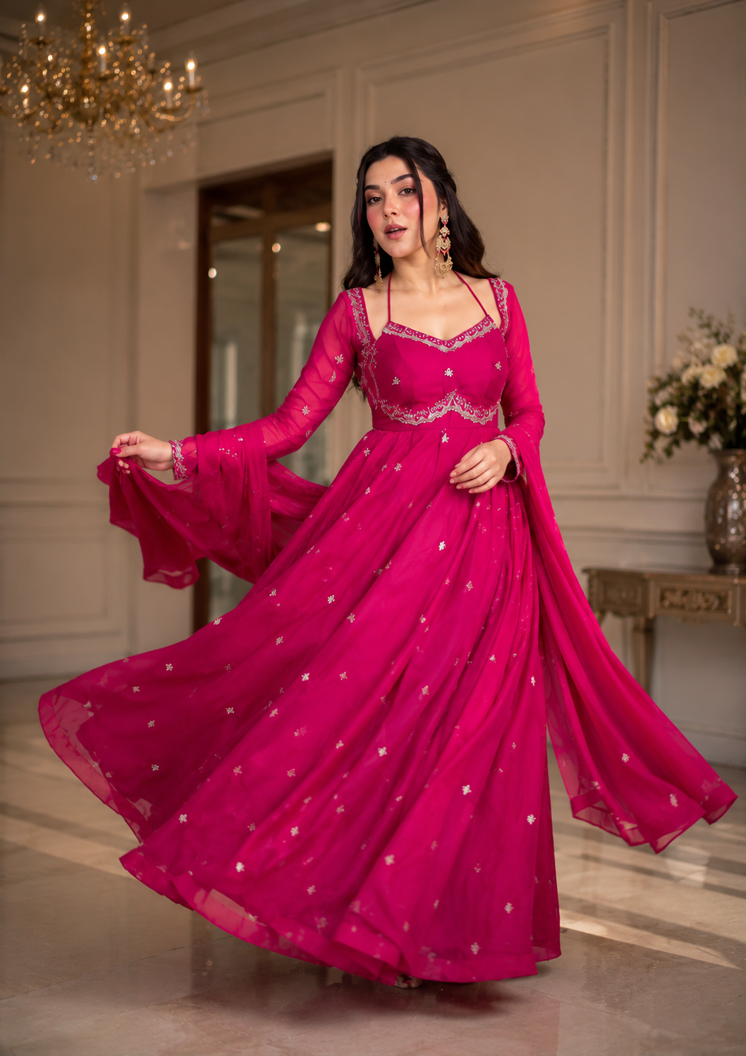 Elegant Hand Embroidered Anarkali Gown | Premium Party Wear Designer Ethnic Dress for Women
