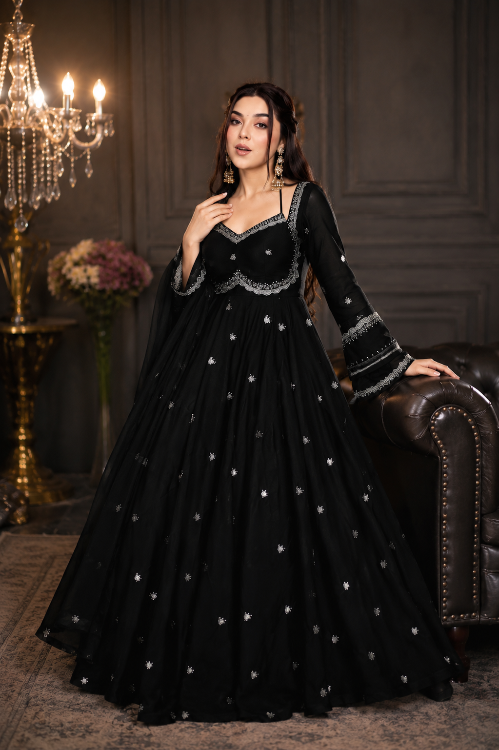 Elegant Hand Embroidered Anarkali Gown | Premium Party Wear Designer Ethnic Dress for Women