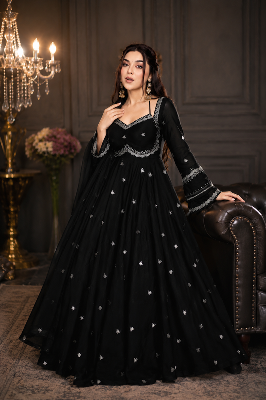 Elegant Hand Embroidered Anarkali Gown | Premium Party Wear Designer Ethnic Dress for Women