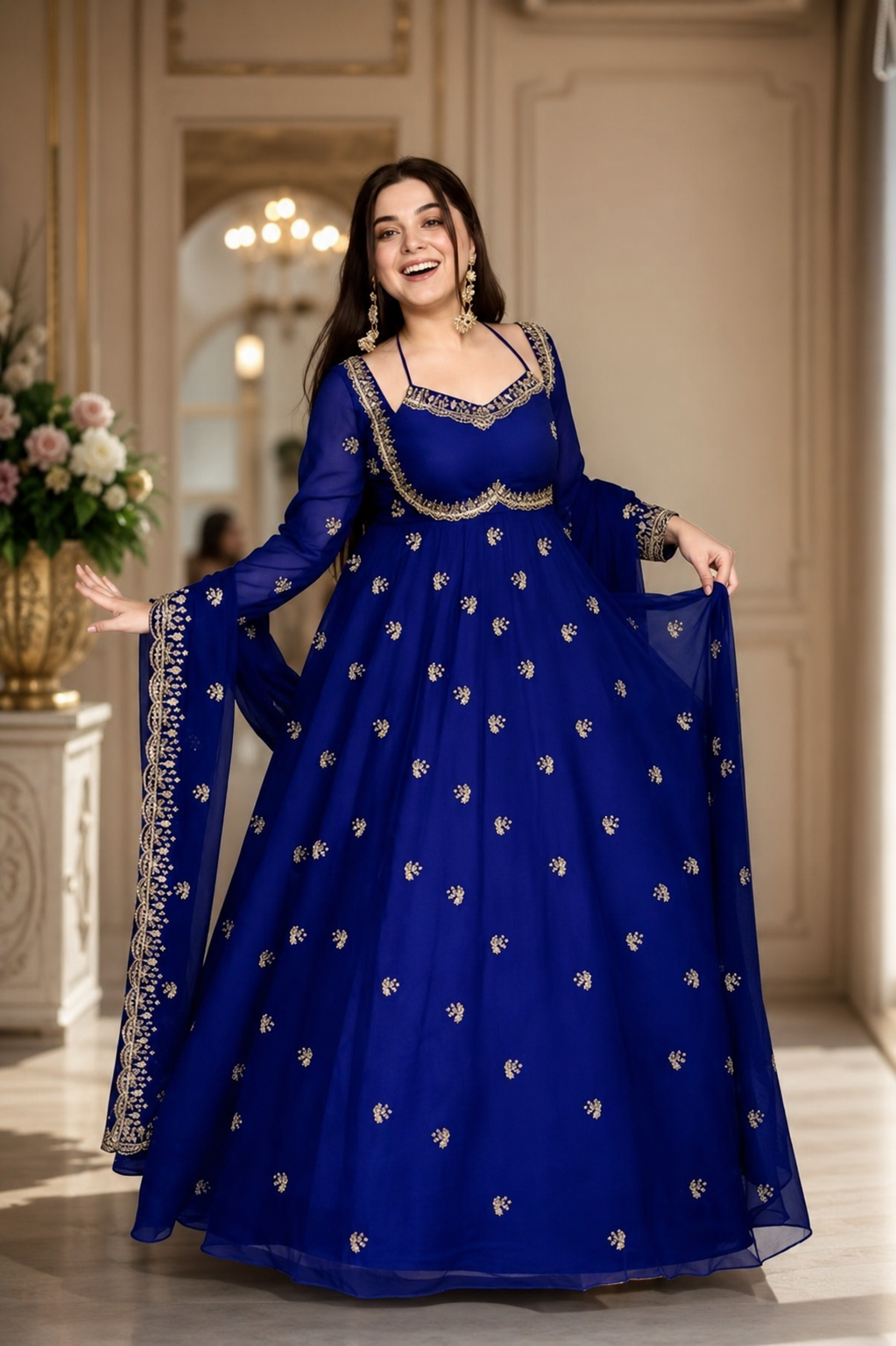 Elegant Hand Embroidered Anarkali Gown | Premium Party Wear Designer Ethnic Dress for Women