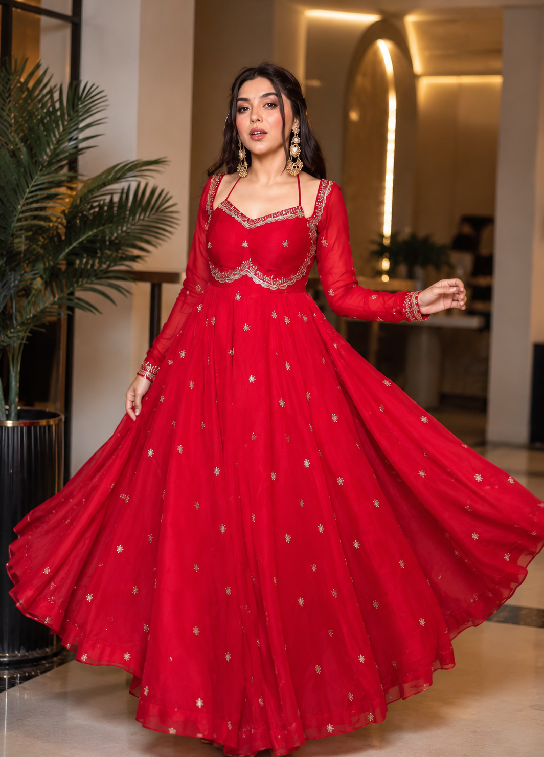 Elegant Hand Embroidered Anarkali Gown | Premium Party Wear Designer Ethnic Dress for Women