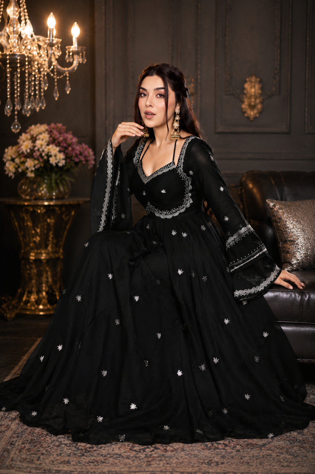 Elegant Hand Embroidered Anarkali Gown | Premium Party Wear Designer Ethnic Dress for Women
