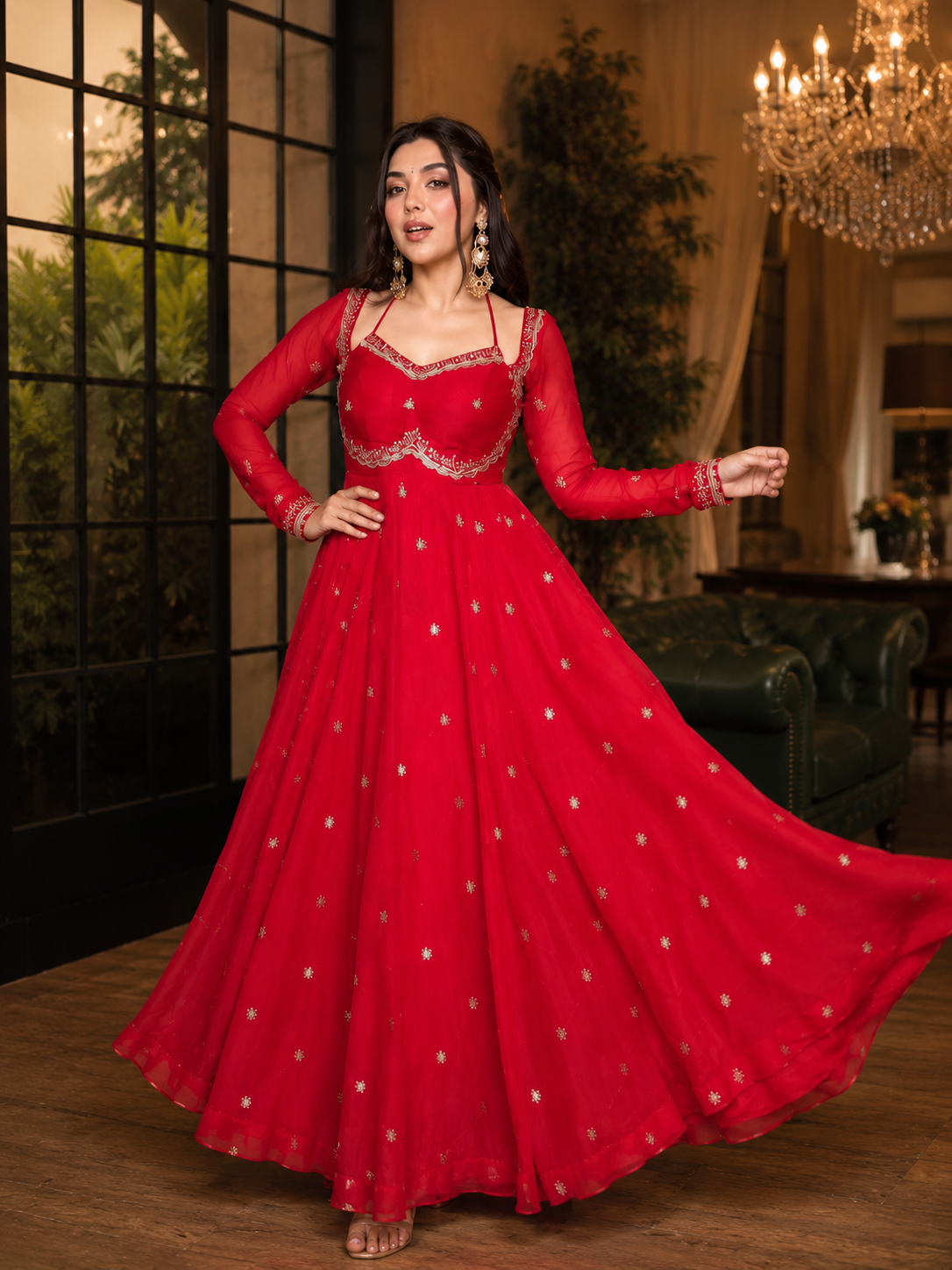 Elegant Hand Embroidered Anarkali Gown | Premium Party Wear Designer Ethnic Dress for Women