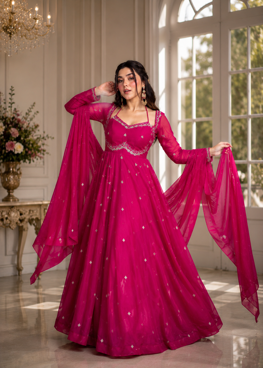 Elegant Hand Embroidered Anarkali Gown | Premium Party Wear Designer Ethnic Dress for Women