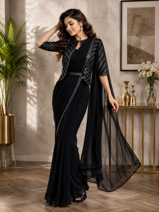 Women's Premium Ready-to-Wear Saree with Designer Jacket Ethnic Wear