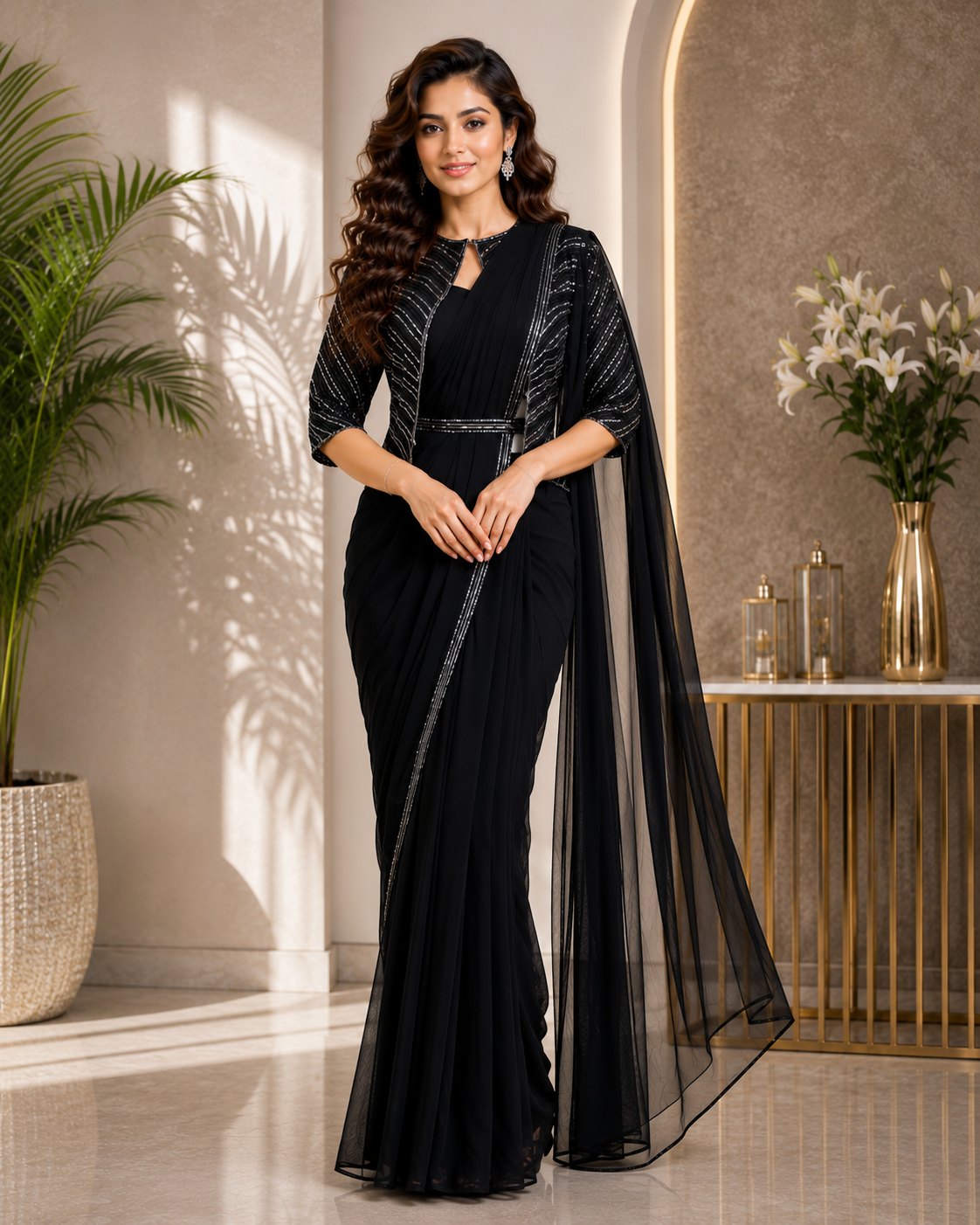 Women's Premium Ready-to-Wear Saree with Designer Jacket Ethnic Wear
