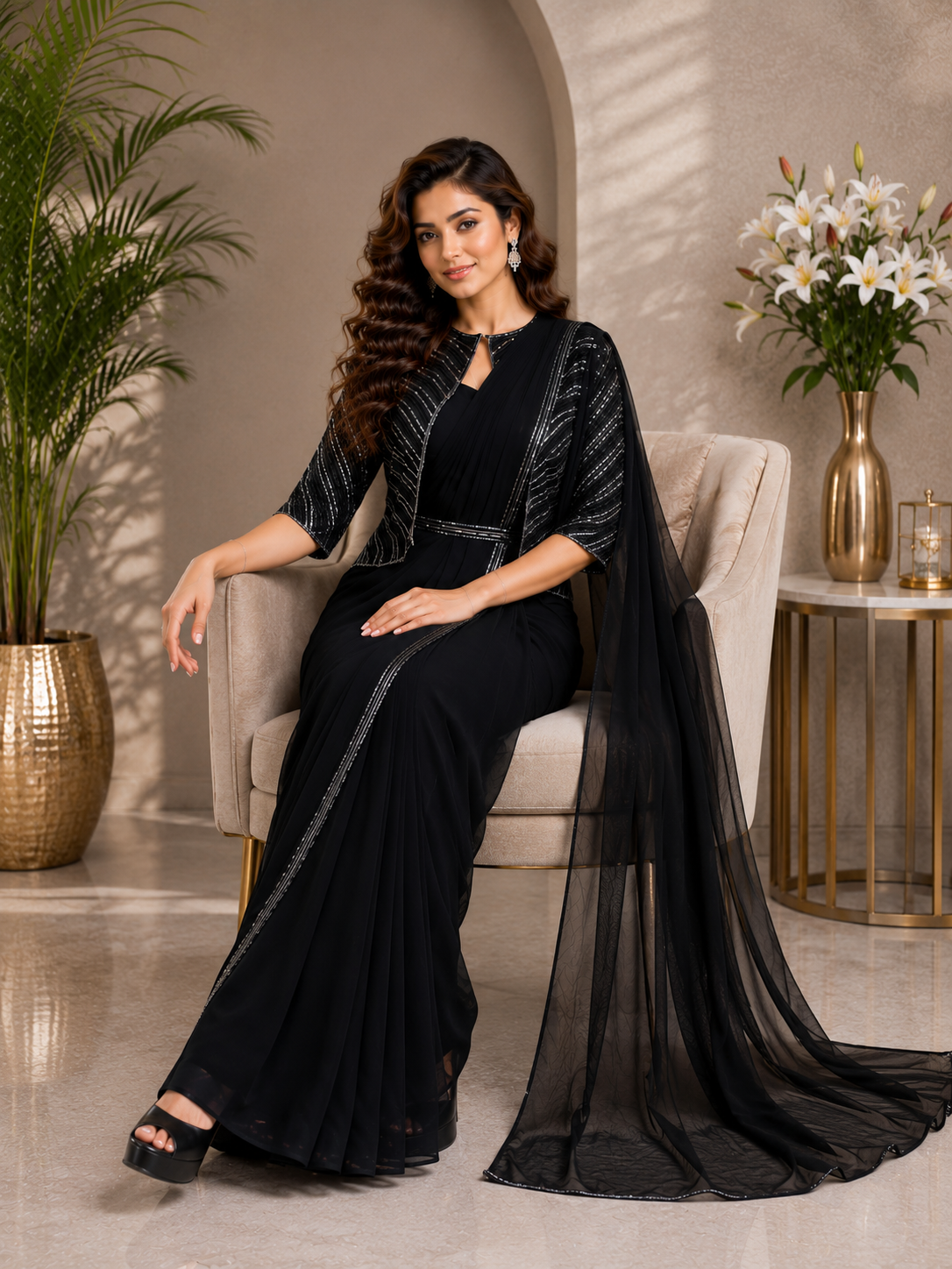 Women's Premium Ready-to-Wear Saree with Designer Jacket Ethnic Wear