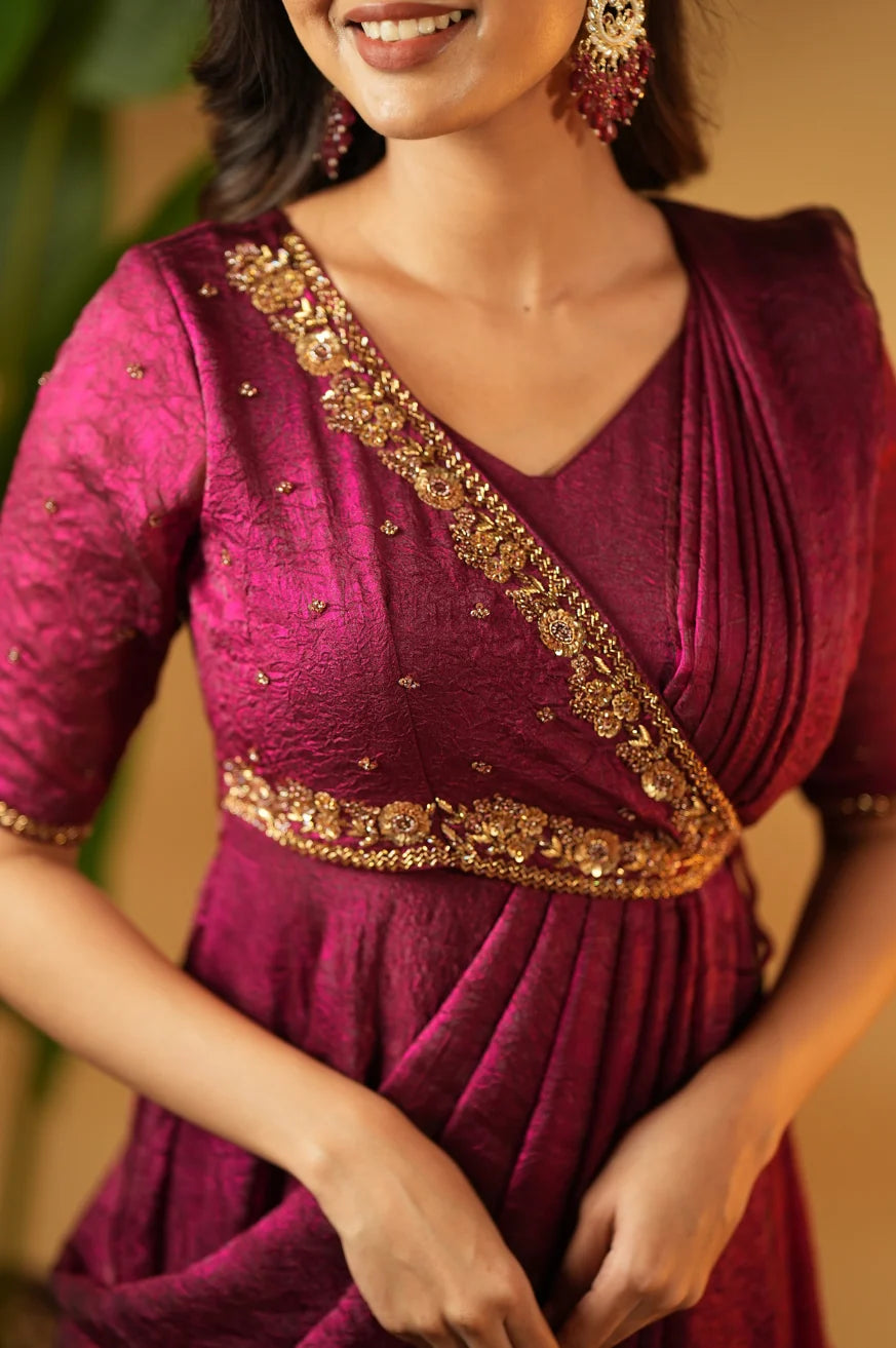 Women's Designer Ready-to-Wear Saree Gown Festive Party Ethnic Outfit