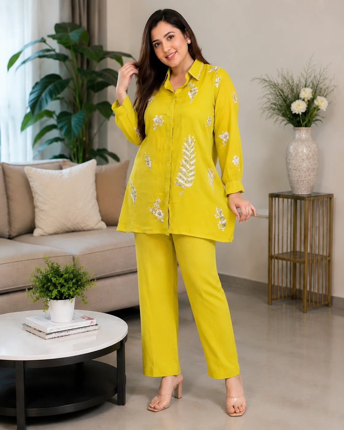 Women's Hand Embroidered Three-Piece Co-Ord Set Premium Casual Wear